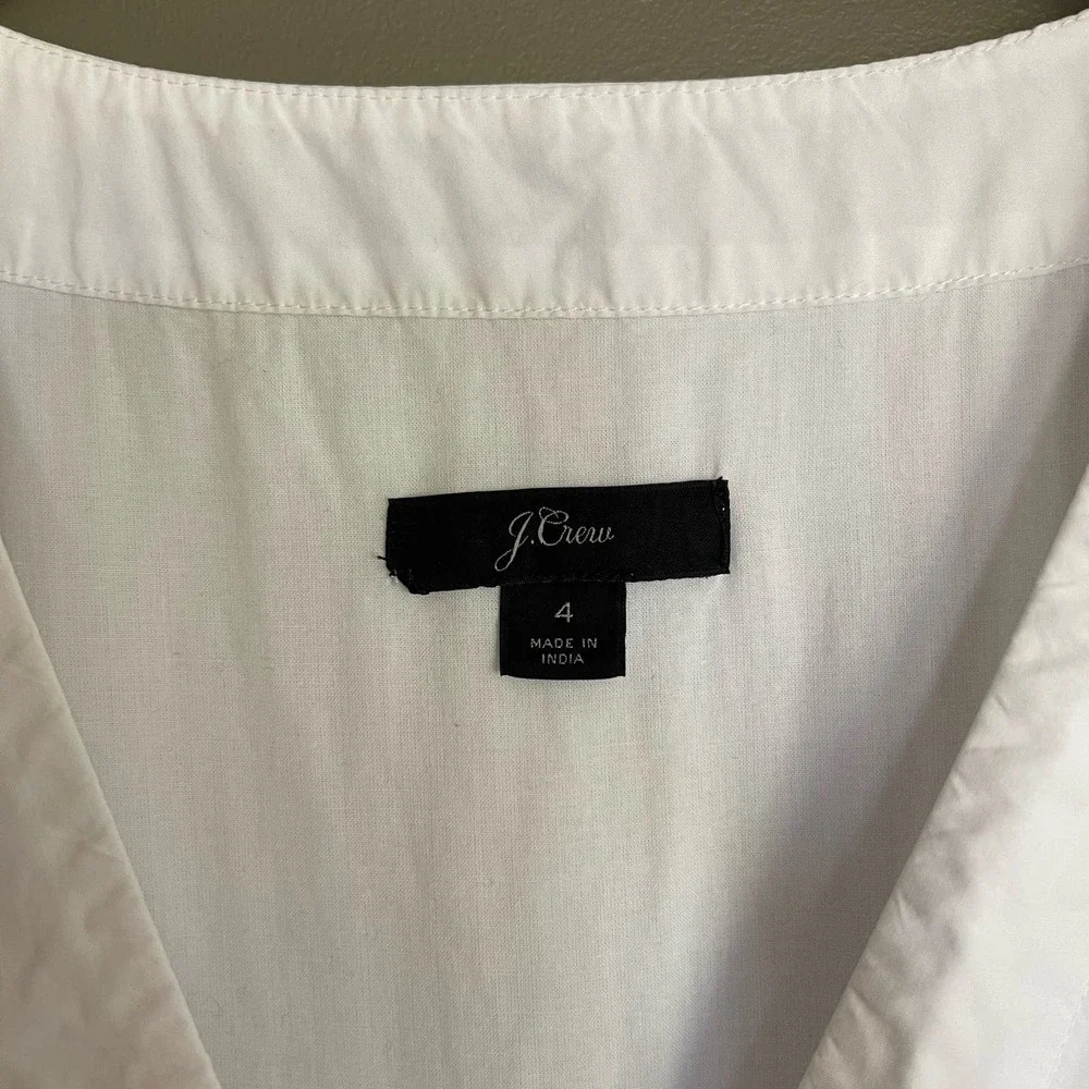 J. CREW Sleeveless Cotton Poplin A-line Shirtdress White Size‎ 4 Preppy Classic